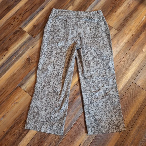 Vtg Christopher & Banks Tan Floral Stretch Cropped Capris Pockets Wms Size 8 - Picture 7 of 16